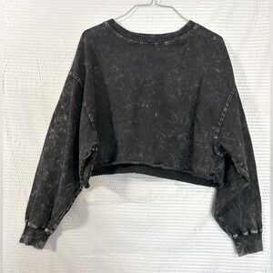 Forever 21 Black Acid Wash Crop Top